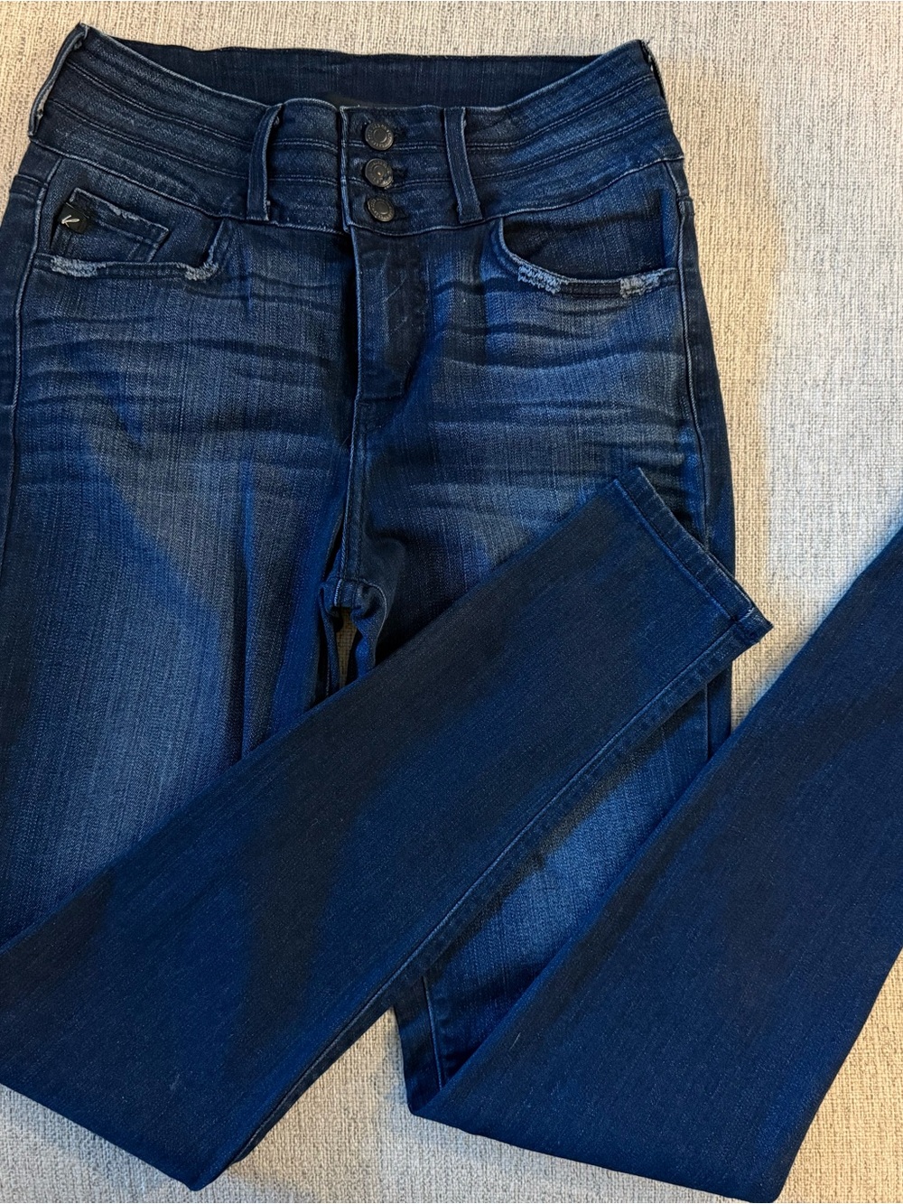 KanCan Deep Indigo High-Rise Triple-Button Skinny Jeans